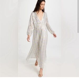 Sundress Chicago maxi dress white rainbow sequins size m/l